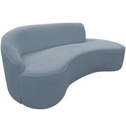 Sofá Curvo 03 Lugares 210cm Braço Direito Eron Bouclê Azul Claro - CasaePoltrona - 1
