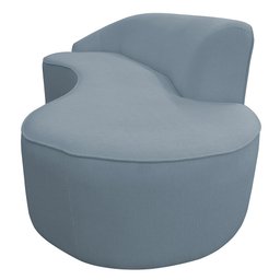 Sofá Curvo 03 Lugares 210cm Braço Direito Eron Bouclê Azul Claro - CasaePoltrona - 7