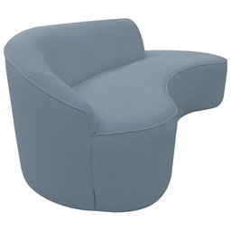 Sofá Curvo 03 Lugares 210cm Braço Direito Eron Bouclê Azul Claro - CasaePoltrona - 6