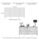 Ver imagem 4 de Aparador Buffet Retrô Multimóveis Veneza 4 Portas FG3556 Branco