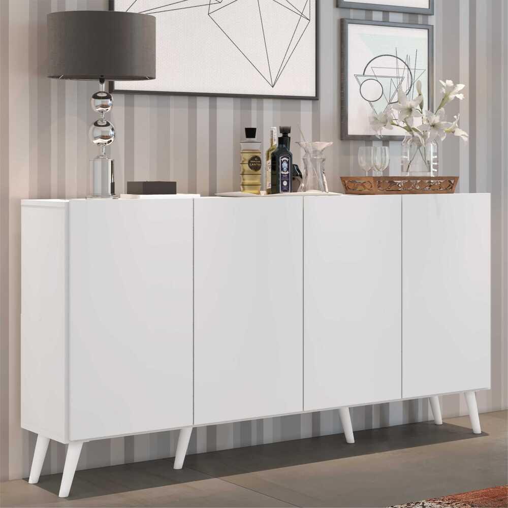 Aparador Buffet Retrô Multimóveis Veneza 4 Portas FG3556 Branco - 3