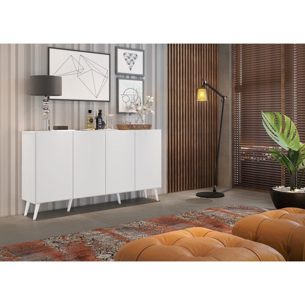 Aparador Buffet Retrô Multimóveis Veneza 4 Portas FG3556 Branco - 8