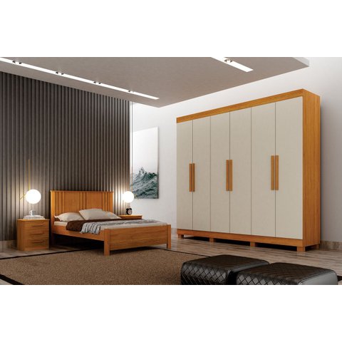 Dormitorio Casal 4 Pçs 6 Portas Completo Aspen - Arbo Design