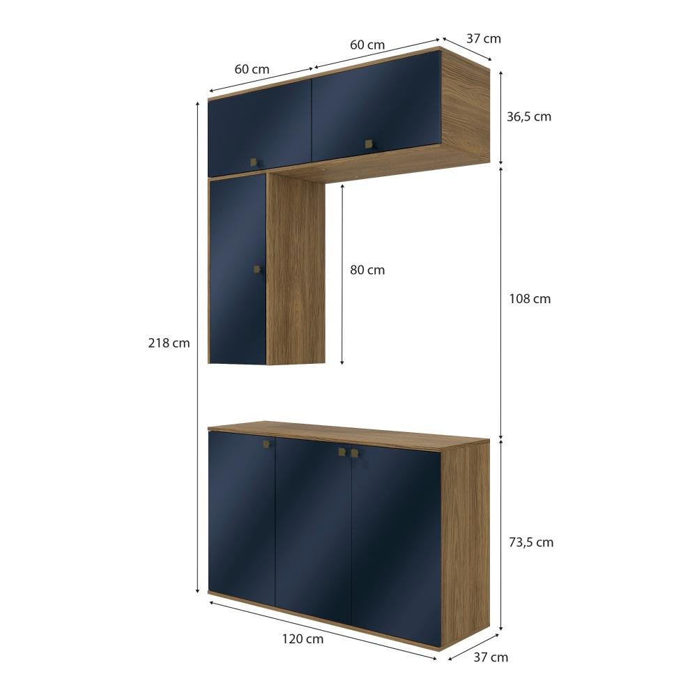 Conjunto para Banheiro Kappesberg Celeste 4 Peças Nogueira/azul 120cm - 4