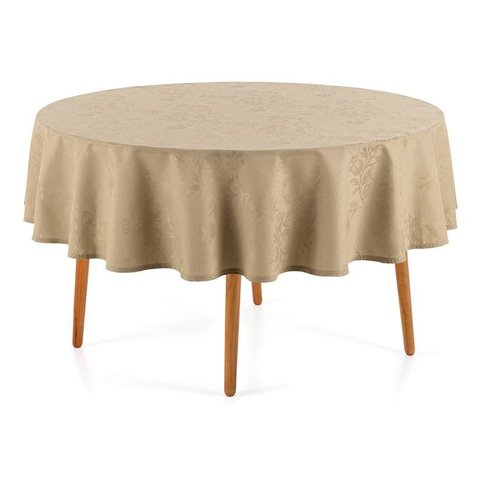 Toalha de Mesa Redonda 6 Lugares Sempre Limpa Roman Bege Karsten
