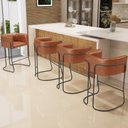 Ver imagem 2 de Banqueta Decorativa Fixa Baixa Base de Aço Preto Betina D02 Couríssimo Camel B-14 - Lyam Decor