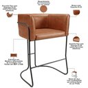Ver imagem 4 de Banqueta Decorativa Fixa Baixa Base de Aço Preto Betina D02 Couríssimo Camel B-14 - Lyam Decor