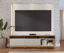 Ver imagem 3 de Home Theater Jordão com Painel Chanfrado c/ LED Nas Prateleiras com Pés - Off White Matte/Freijó