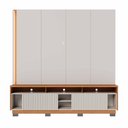 Ver imagem 6 de Home Theater Jordão com Painel Chanfrado c/ LED Nas Prateleiras com Pés - Off White Matte/Freijó