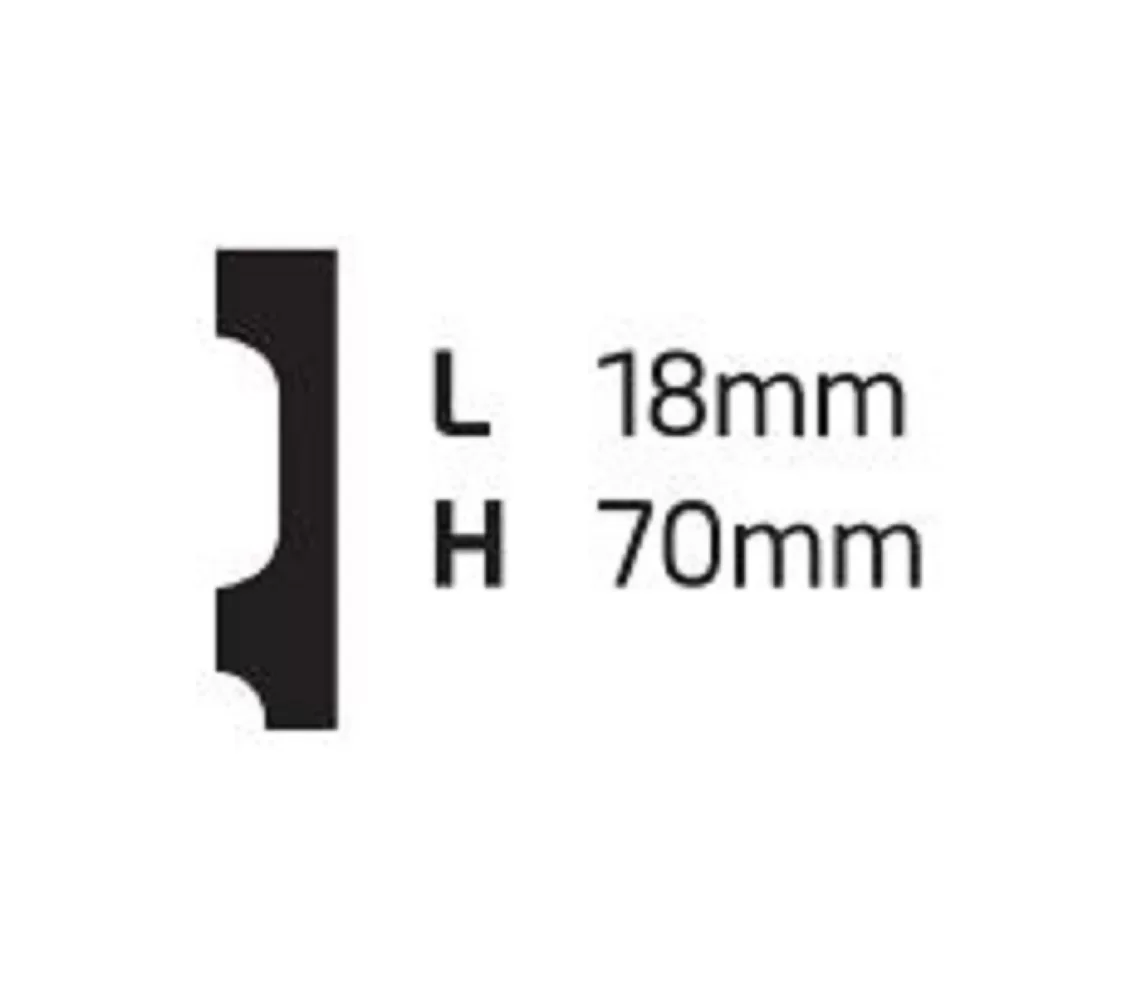 Rodapé de Poliestireno 7cm x 18mm Liso Metro Linear Wb7 GART - 2