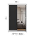 Ver mais imagens de Guarda-roupa Solteiro 2 Portas de Correr com Espelho Branco/preto Milano Madesa Branco/preto
