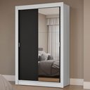 Ver imagem 1 de Guarda-roupa Solteiro 2 Portas de Correr com Espelho Branco/preto Milano Madesa Branco/preto