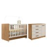 Jogo de Quarto Infantil Pérola Cômoda e Berço Nature/off White - Peternella Móveis - 1