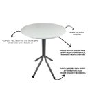 Ver imagem 3 de Mesa Bistrô Baixo Cinza com Tampo Redondo Branco