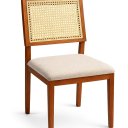 Ver imagem 4 de Kit 4 Cadeiras Tulipa Jantar Madeira Maciça Encosto Tela Sextavada Linho Bege Claro