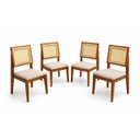 Ver imagem 1 de Kit 4 Cadeiras Tulipa Jantar Madeira Maciça Encosto Tela Sextavada Linho Bege Claro