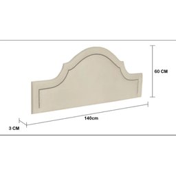 Cabeceira Casal Curva Luxo Estofada 140x60 - Suede Bege - Tachas Cromadas - 3
