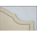 Ver imagem 2 de Cabeceira Casal Curva Luxo Estofada 140x60 - Suede Bege - Tachas Cromadas