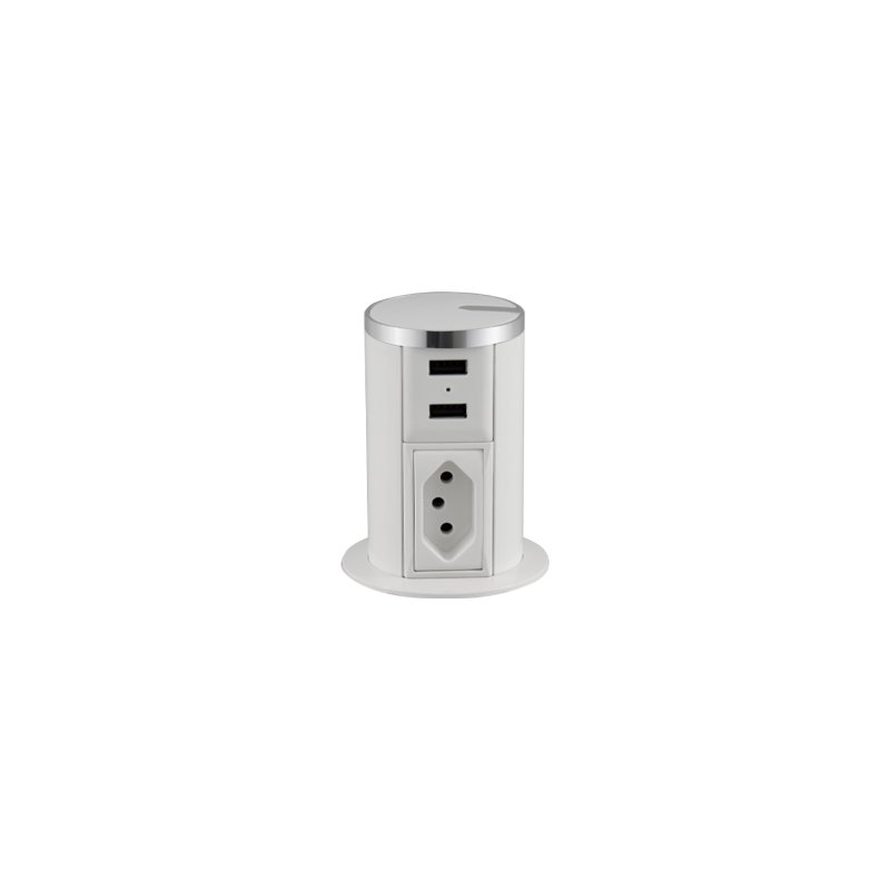 MINI TOTEM AUTOMATICO (1TOM/2USB) BRANCO/CROMADO - QM 12214.02 - 4