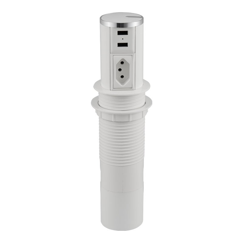 MINI TOTEM AUTOMATICO (1TOM/2USB) BRANCO/CROMADO - QM 12214.02