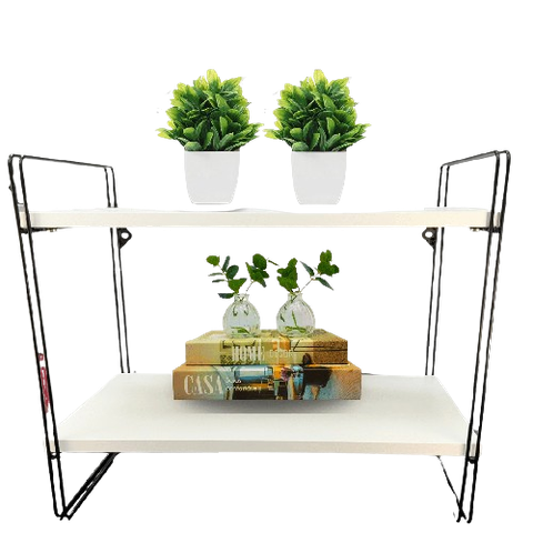 Prateleira Dupla 20 Cm X 49 Cm - Luxo Branca C/suporte Preto