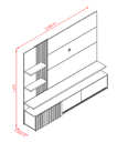 Ver imagem 4 de Home Bancada Suspensa Atena com 3 Portas Deslizantes Fen-di Naturale Madetec