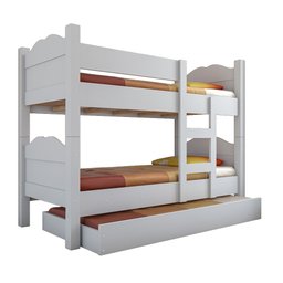 Beliche Madrid com Grades de Proteção e Cama Removível - Branco com 2 Colchões - 2