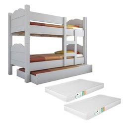 Beliche Madrid com Grades de Proteção e Cama Removível - Branco com 2 Colchões - 3