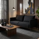 Ver imagem 1 de Sofá 2 Lugares Decorativo Atlas 1,60cm Pés Retro Linho Boucle Preto 3203 - Vimont Moveis