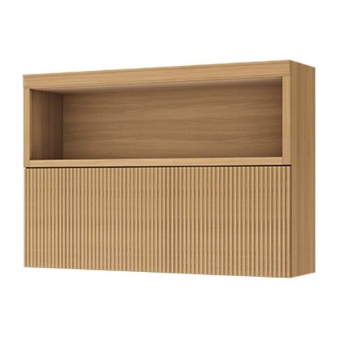 Módulo Cozinha Nesher Marquesa Armário C/ 1 Porta Basculante Ripada e 1 Nicho 120cm Nature -