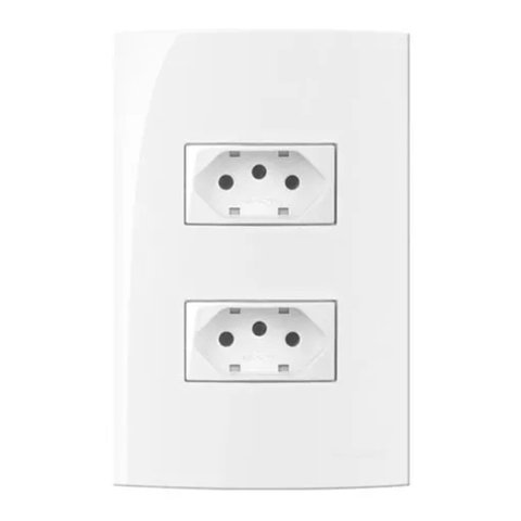 Kit Espelho 4x2 2 Tomadas Separados Sleek Mar-girius Branca 10a