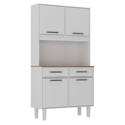 Armário para Cozinha Kit Pop Plus 4 Portas 2 Gavetas Branco Fosco Brilho - Zanzini