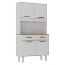 Ver imagem 1 de Armário para Cozinha Kit Pop Plus 4 Portas 2 Gavetas Branco Fosco Brilho - Zanzini