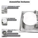 Ver imagem 6 de Cuba Pia Gourmet com Torneira Monocomando Inox Cozinha Bancada Luxo Escorredor Dispenser Sifao Acess