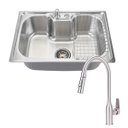 Ver imagem 1 de Cuba Pia Gourmet com Torneira Monocomando Inox Cozinha Bancada Luxo Escorredor Dispenser Sifao Acess