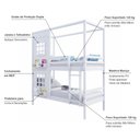 Ver imagem 5 de Beliche Casinha Reta 2 Janelas Madeira Branco