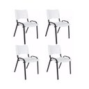 Ver imagem 3 de Jogo Mesa Redonda para Restaurante Comércio com 4 Cadeiras Iso Branca Base Preta Ecomhome