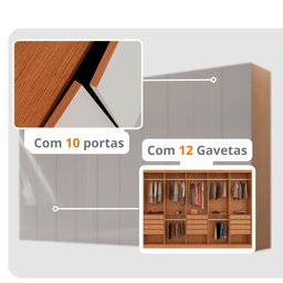 Guarda Roupa Casal Everest Mdf 10 Portas 12 Gavetas e 5 Prateleiras Moderna Mobília - 5