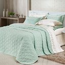 Ver imagem 1 de Colcha Cobre Leito King 100% Algodão Percal 200 Fios 03 Peças Clara:verde