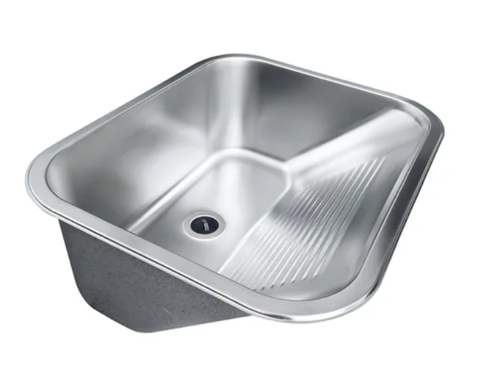 Tanque Inox Lavanderia 55x45 com Válvula e Sifão Aço Inox - Brinovar