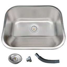 Tanque Inox Lavanderia 55x45 com Válvula e Sifão Aço Inox - Brinovar - 1