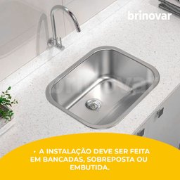 Tanque Inox Lavanderia 55x45 com Válvula e Sifão Aço Inox - Brinovar - 4