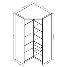 Módulo Santos Andira Canto Closet Doce Vida 2 Portas 3 Gavetas - 3