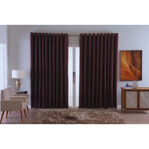 Cortina para Sala Quarto Blackout Tecido 5,00x2,80 Ellegance:marrom