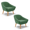 Ver imagem 1 de Kit 02 Poltronas Giovana Veludo Verde Pés Palito Castanho - D’Rossi
