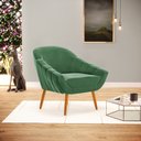 Ver imagem 2 de Kit 02 Poltronas Giovana Veludo Verde Pés Palito Castanho - D’Rossi