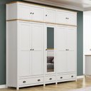Ver imagem 2 de Guarda Roupa Casal 10 Portas com Espelho e Maleiro Mazzaro F06 Branco Freijó - Lyam Decor