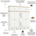 Ver imagem 4 de Guarda Roupa Casal 10 Portas com Espelho e Maleiro Mazzaro F06 Branco Freijó - Lyam Decor