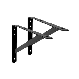 2x Suporte Mão Francesa Reforçada Preta 25cm - 1