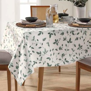 Toalha de Mesa Quadrada 140x140cm Clean Athenas Botânica 01 - Dohler Estampado Claro